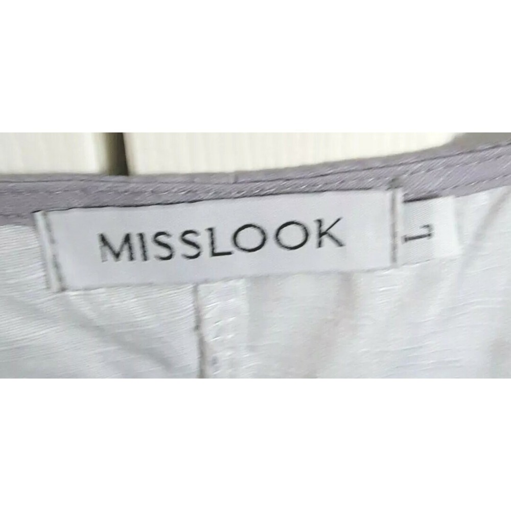 Misslook L Womens Butterfly Garden Print Short Sleeve‎ Top Gray Multi Color - Picture 7 of 9